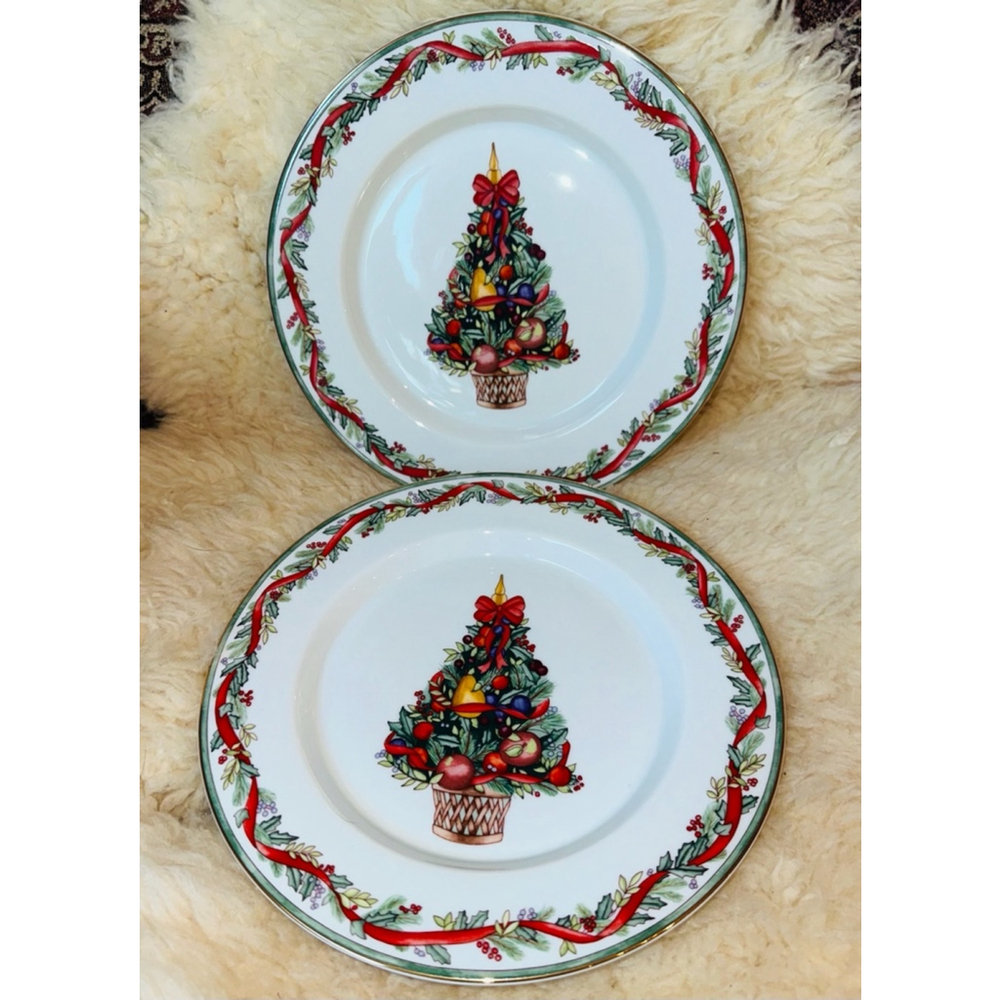 NOS Vintage Dansk Nordic Holiday Dinnerware Christmas Fruit Tree 9” Dinner Plate